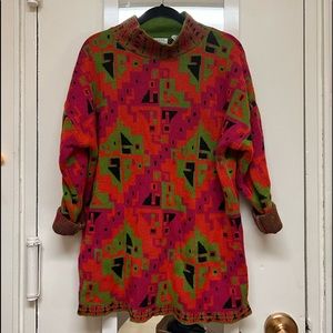 Vintage geometric mock neck sweater
